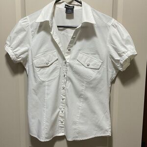WetSeal White Button Up Shirt Juniors Size XL Vintage